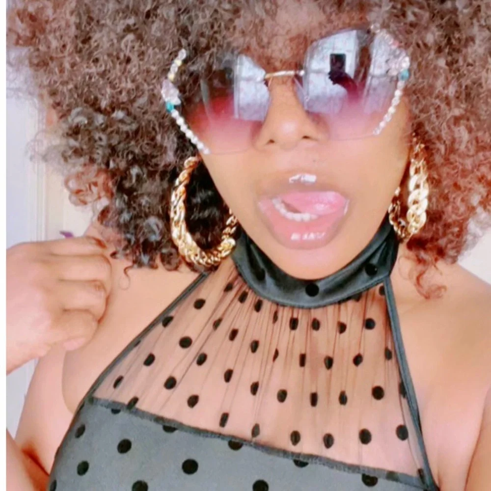 New✨Rhinestone Embellished Rimless Fashion Sunglasses✨